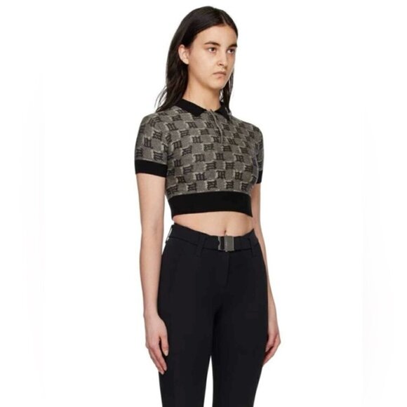 MISBHV, Wool and Silk Blend, Black & Taupe Monogram Polo - Multicolor. Size: S. - Picture 11 of 13